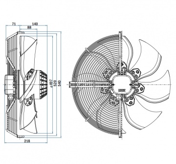 Ventilator axial Hidria R13R-5030HA-4M-7075 (500 mm)